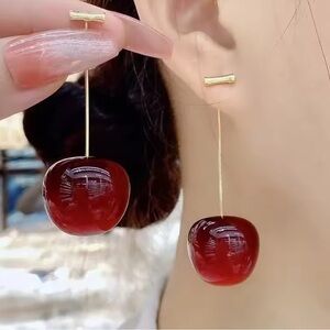 Anthropologe Cherry Red Dangle Earrings